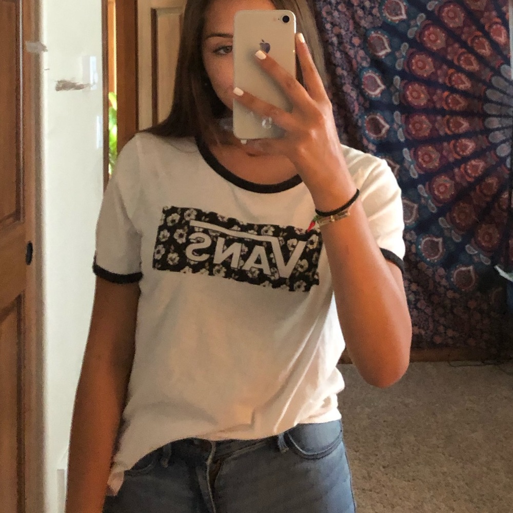 White floral vans t shirt